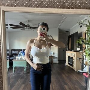 Zara Women's White and Cream Bodysuit